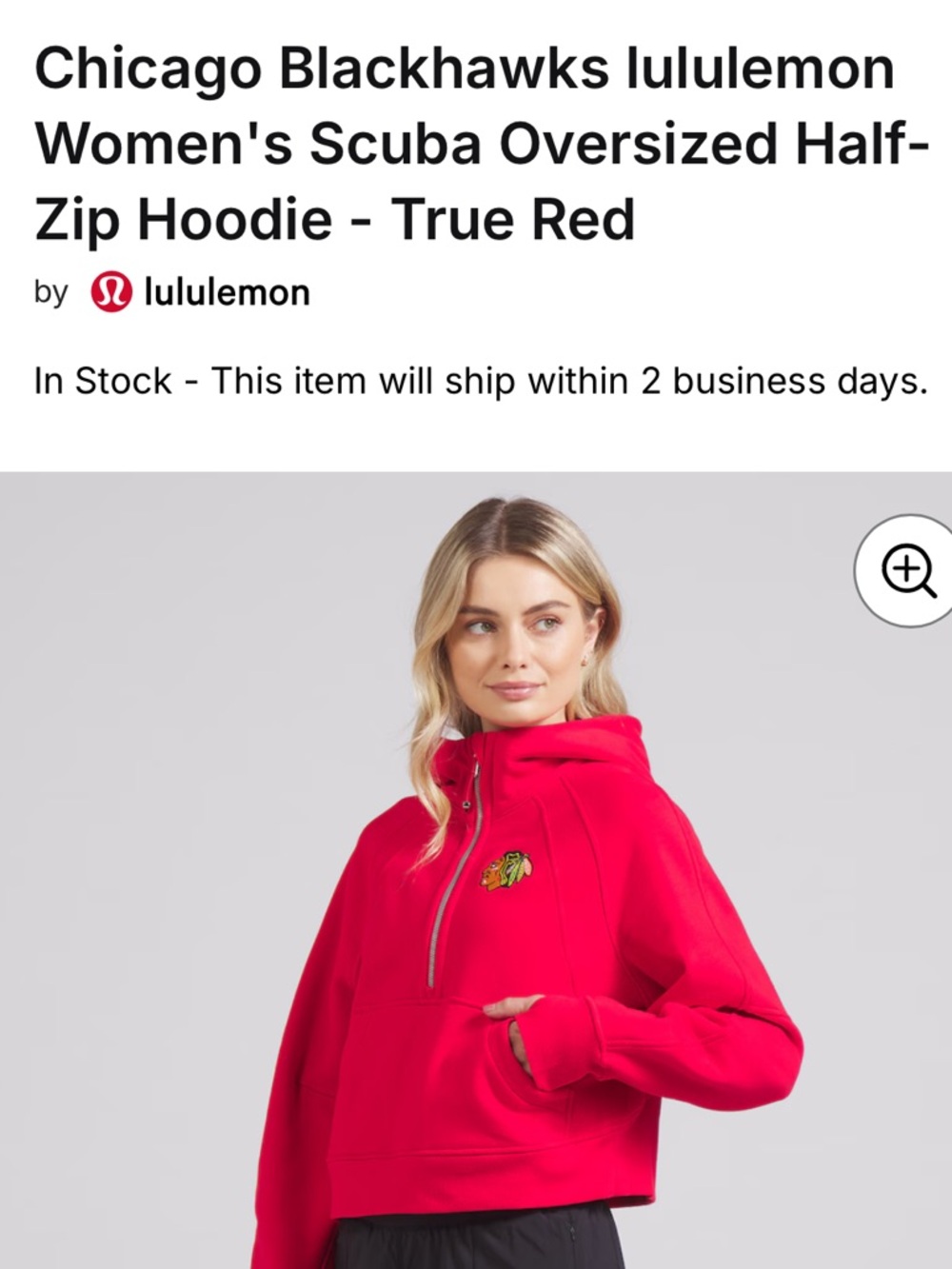 Lululemon Chicago Blackhawks scuba hoodie
